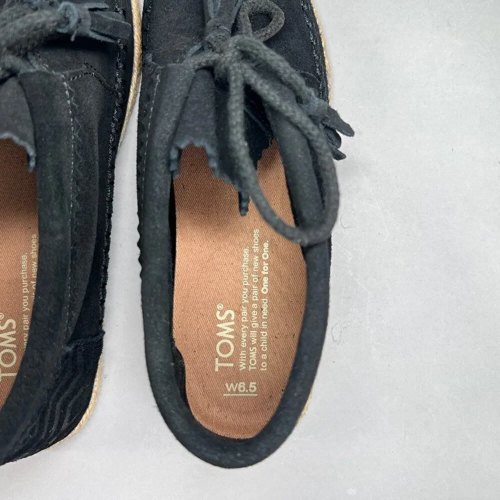 Toms Women's‎ Size 6.5 Palmera Black Suede Espadrille Chukka Boots